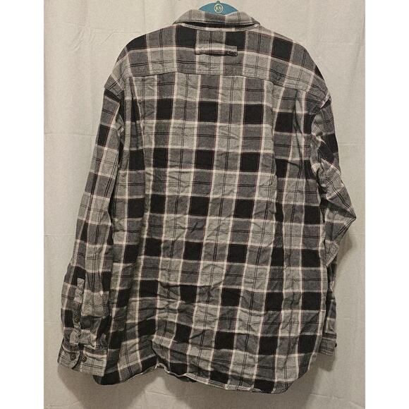 Duluth Trading Men’s 3XL Tall Cotton Plaid Flannel Shirt Long Sleeve Gre/Black/C - Picture 4 of 6